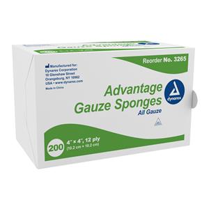 Advantage 100% Cotton Gauze Sponge 4x4" 12 Ply Non-Sterile Woven LF