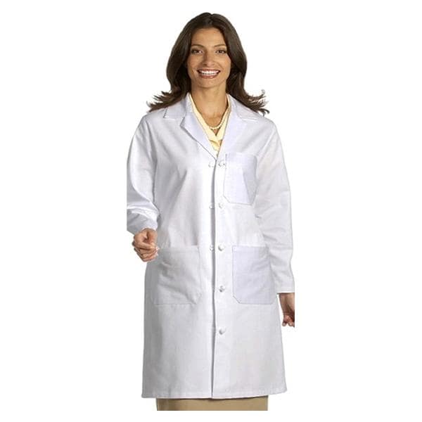 Lab Coat 3 Pockets Long Sleeves 39.5 in Small White Unisex Ea