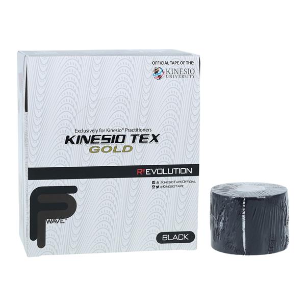 Kinesio Tex Gold Kinesiology Tape Cotton/Elastic/Acrylic 2"x5.5yd Blk NS 6Rl/Bx