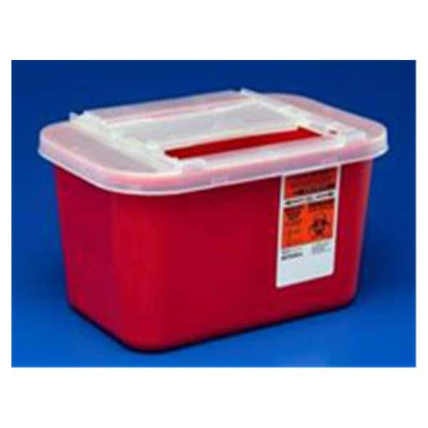 Sharps-A-Gator Sharps Container 1gal Red 7x10.5x6.25" Ld Hrzntl Drp Plstc Ea