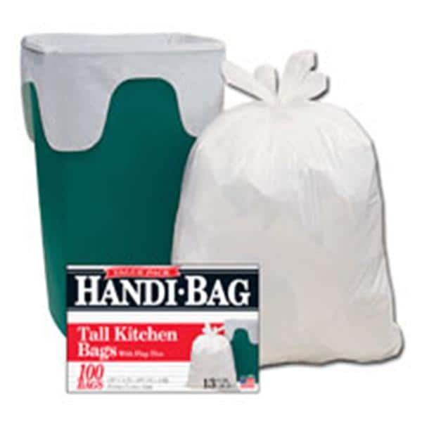 Handi Bag White Kitchen - Flap Tie 13Gal 100/Bx, 6 BX/CA