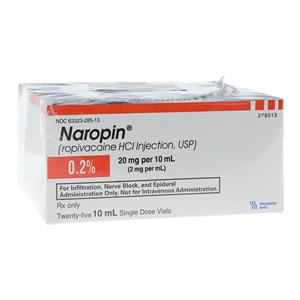 Naropin Injection 0.2% 2mg/mL Preservative Free SDV 10mL 25/Packa...