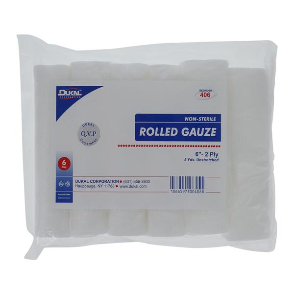 Gauze Bandage Cotton 6"x5yd 2 Ply Non-Sterile 6/Pk, 8 PK/CA