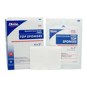 Rayon/Polyester Blend Top Sponge 3x4" Sterile Cellulose Liner/Non-Woven LF