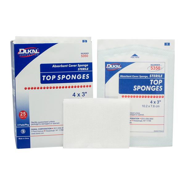 Rayon/Polyester Blend Top Sponge 3x4" Sterile Cellulose Liner/Non-Woven LF