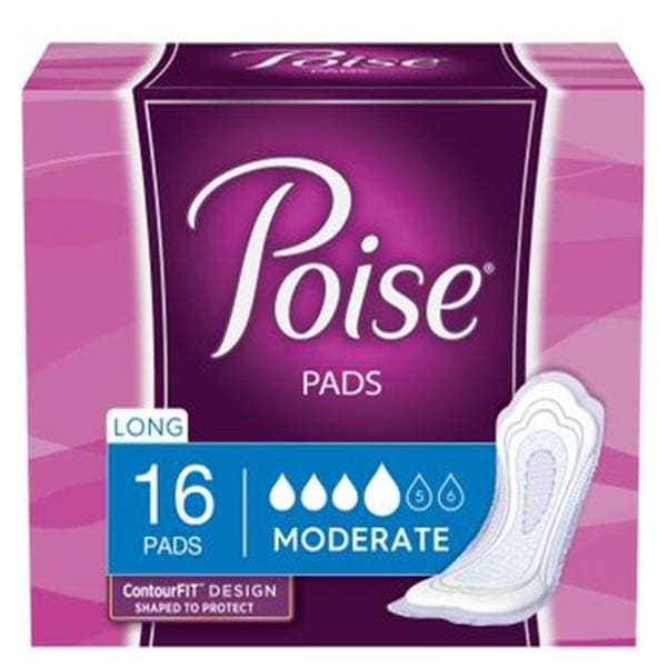 Poise Incontinence Pad Female 12.20" Moderate White Odor Control 96/Ca