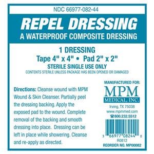 Repel Non-Woven Fabric Composite Dressing 2x2" Square Non-Adherent Adhesive Wht