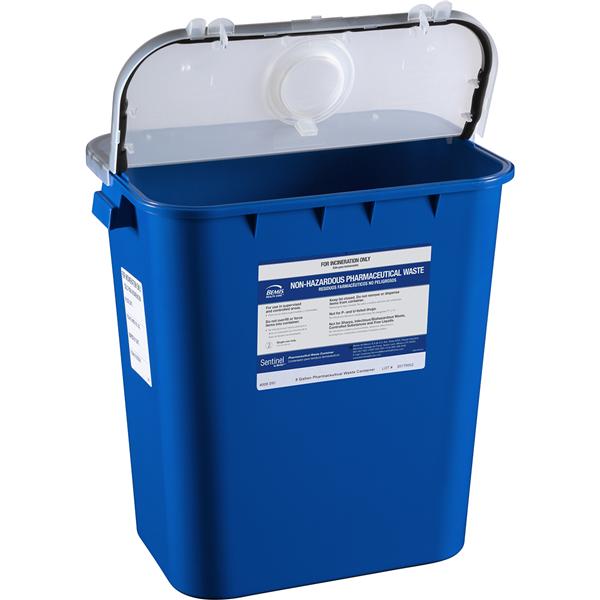 Sentinel Sharps Container 8gal White 16-1/2x11-13/16x15-7/8" Polypropylene 10/Ca