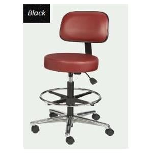 Vinyl Round Series Laboratory Stool Black Satin 250lb Capacity