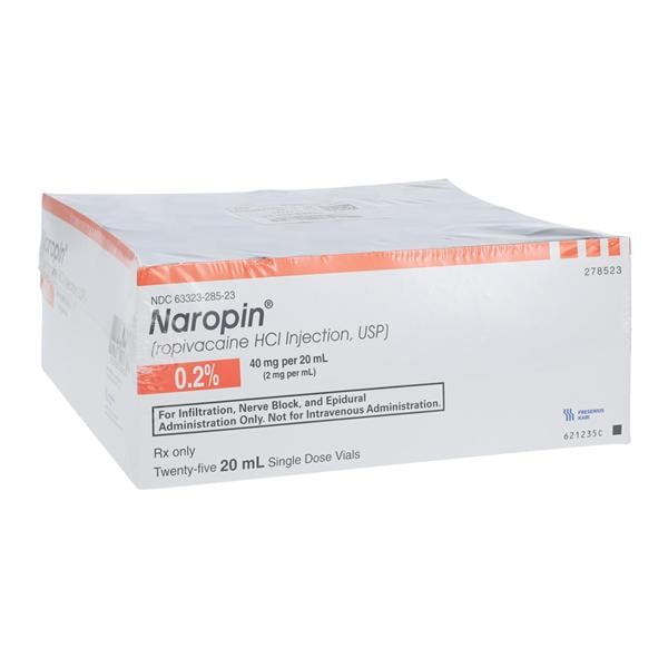 Naropin Injection 0.2% 2mg/mL Preservative Free SDV 20mL 25/Package