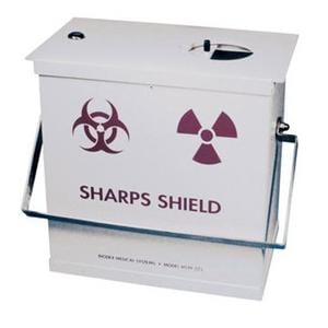 Monoject Sharps Shield Red/White 7-1/2x11-3/4x10" Kylck Stl/Pwd Ct f/ Cntnrs Ea