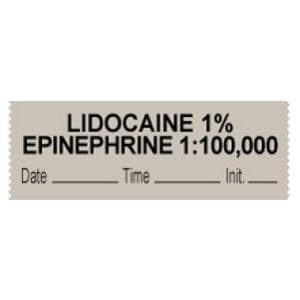 Label "Lidocaine w/Epi 1%" 500" Gray 1/Rl 1/Rl