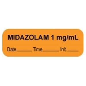 Anesthesia Label DTI Midazolam 1mg/mL Orange 1-1/2x1/2" 1000/Rl