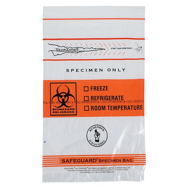 Lab Guard Specimen Transport Bag Clear Reclosable Closure 1000/Ca