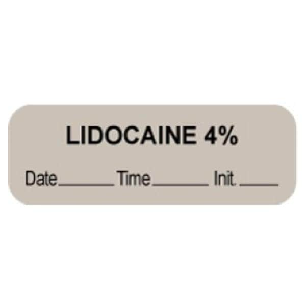 Anesthesia Label DTI Lidocaine 4% Gray 1-1/2x1/2" 1000/Rl