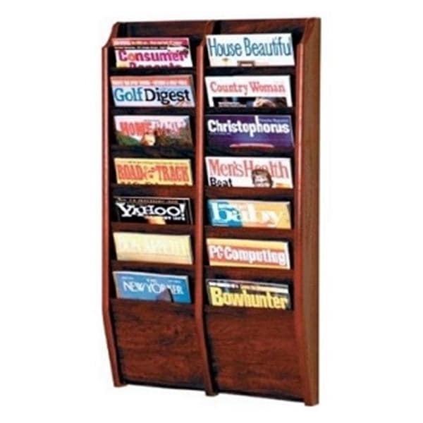 Cascade Wall Literature Display 14 Pockets Oak 20.5 in x 36 in x 3.75 in Ea