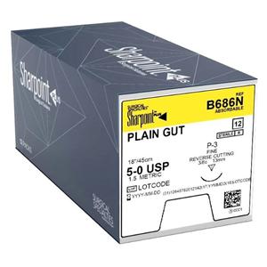 Roylan Suture 5-0 18" Plain Gut Monofilament DS-12 Beige 12/Bx