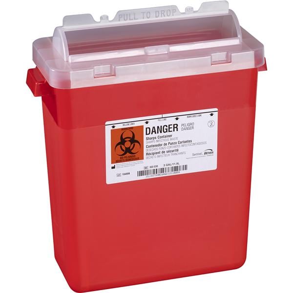 Sentinel Sharps Container 3gal Trnslcnt Rd 13-7/8x6-7/8x15" Cylndr Tp Plstc Ea