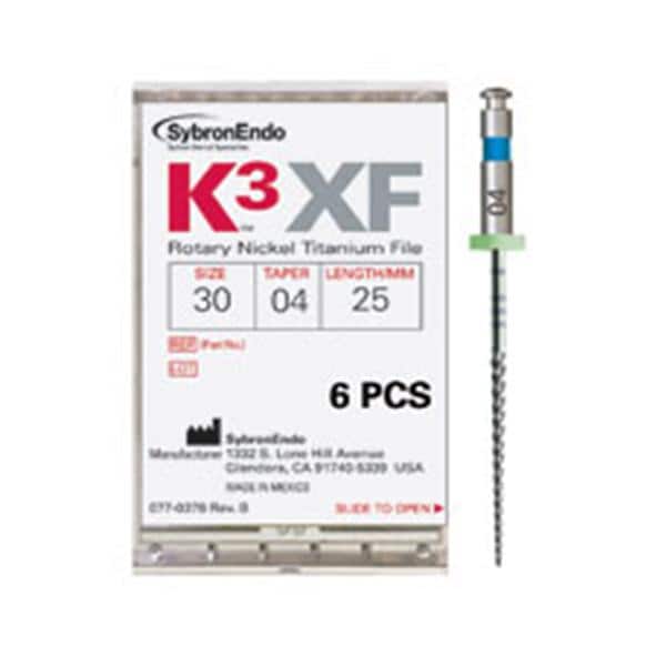 K3XF Rotary File 30 mm Size 50 Nickel Titanium Yellow 0.06 6/Pk