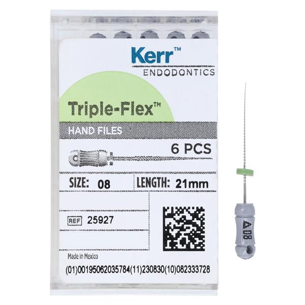 Triple Flex Files Hand Flex File 21 mm Size 8 Stainless Steel Grey 6/Bx