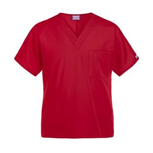 Cherokee Scrub Shirt V-Neck 1 Pocket Short Sleeves Small Red Unisex Ea