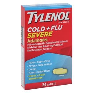 Tylenol Cold/Flu Caplets 325/10/200/5mg Unit Dose Blister Pack 24/Bx, 48 BX/CA