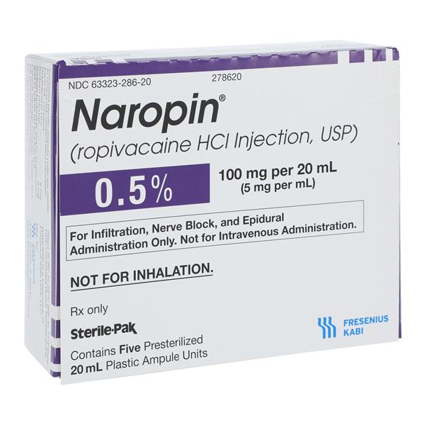 Naropin Injection 0.5% 5mg/mL Preservative Free Ampule 20mL 5/Package