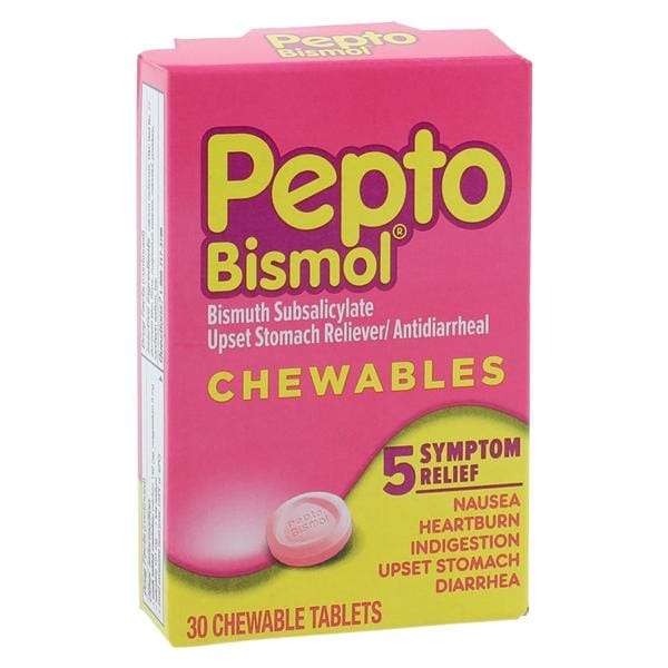 Pepto-Bismol Antacid/Antidiarrhea Chewable Tablets 262mg Original 30/Bx