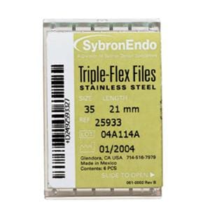 Triple-Flex Flex File 21 mm Size 50 Stainless Steel Yellow 6/Bx