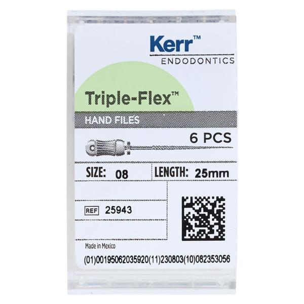 Triple Flex Files Hand Flex File 25 mm Size 8 Stainless Steel Grey 6/Bx