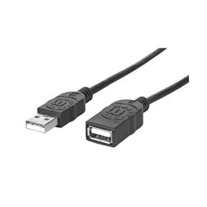 Manhattan Hi-Speed Male/Female USB Extension Cable 10 ft Black Ea