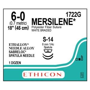 Mersilene Suture 6-0 18" Polyester Braid S-14 White 12/Bx