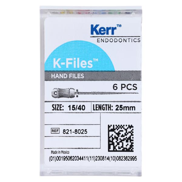 Hand K-File 25 mm Size 15-40 Stainless Steel Assorted 6/Bx