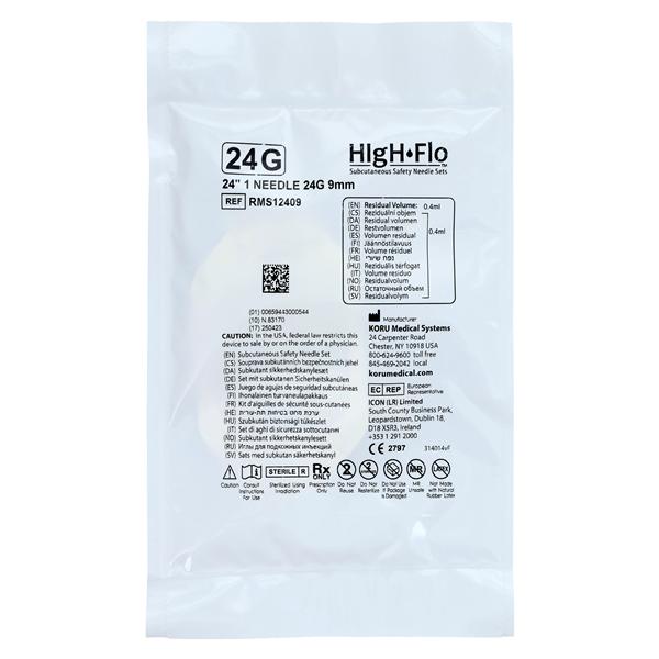 High-Flo Infusion Needle Set 24gx9mm Luer Lock Conventional 20/Bx