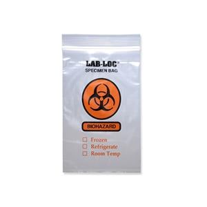 LAB-LOC Specimen Transport Bag 2mil 12x12" Red/Transparent Zpr LDPE 1000/Ca