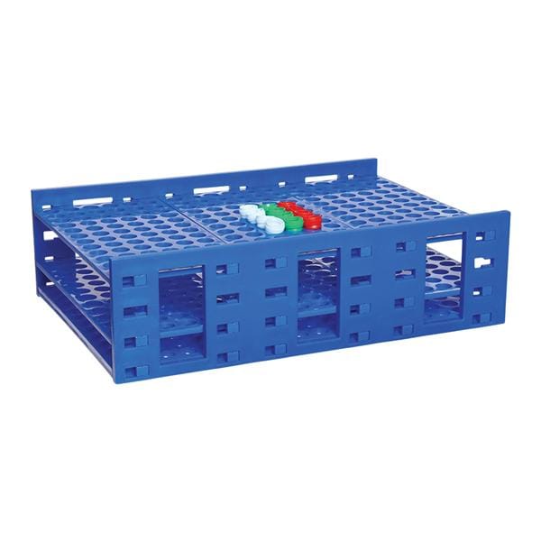 MEGA RACK Test Tube Rack Single 216 Place Blue Ea