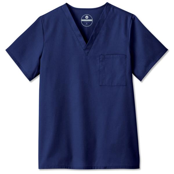 Scrub Shirt V-Neck 1 Pocket Set-In Sleeves 3X Large Navy Unisex Ea