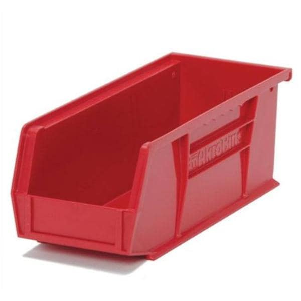 Organizer Bin Red Heavy Duty Polymer With Label Slot 5-1/2x10-7/8x5" Ea