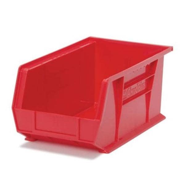 Organizer Bin Red Heavy Duty Polymer With Label Slot 5-1/2x14-3/4x5" Ea