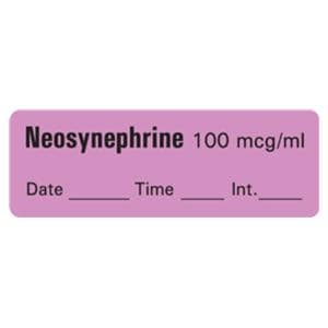 Anesthesia Label DTI Neosynephrine 100 mcg/ml Violet 1-1/2x1/2" 600/Rl