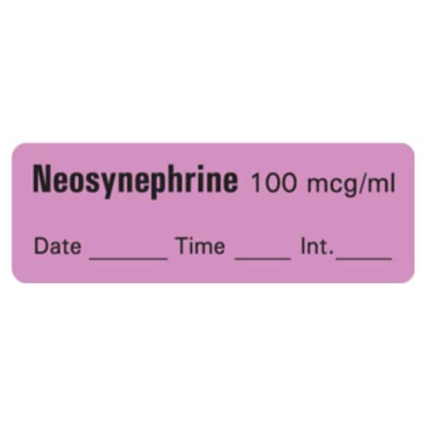 Anesthesia Label DTI Neosynephrine 100 mcg/ml Violet 1-1/2x1/2" 600/Rl