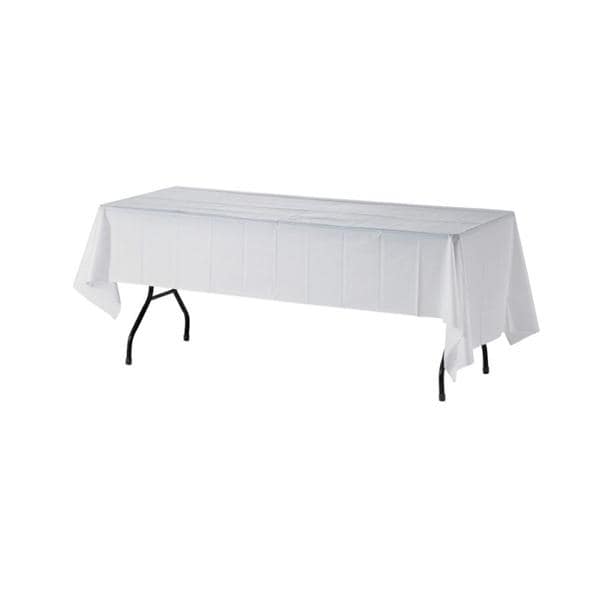 Genuine Joe Plastic White Table Covers 54" x 108" 6/Pk