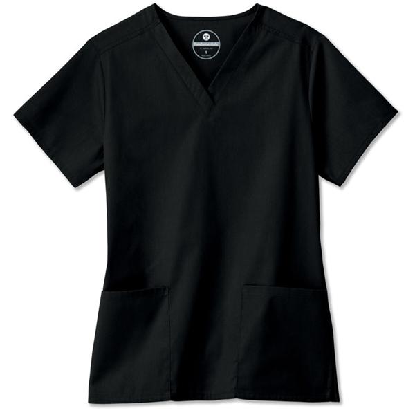 Fundamentals Scrub Shirt Short Sleeves Small Black Womens Ea