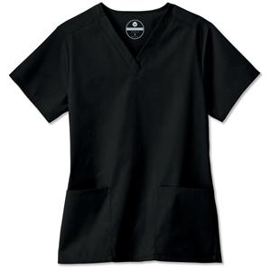 Fundamentals Scrub Shirt Short Sleeves 2X Small Black Womens Ea