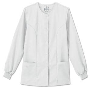 Fundamentals Warm-Up Jacket 2Pckt Set-In Long Sleeves 28 in Large Wht Womens Ea