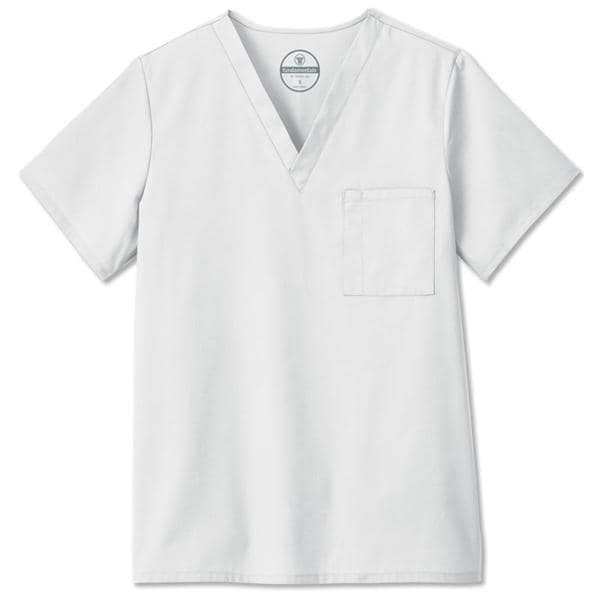 Fundamentals Scrub Shirt V-Neck Short Sleeves 4X Large White Unisex Ea