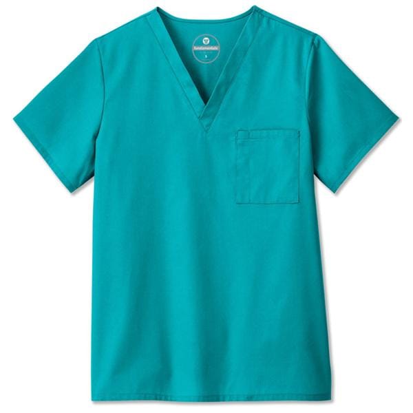 Fundamentals Scrub Shirt V-Neck Short Sleeves X-Large Teal Unisex Ea