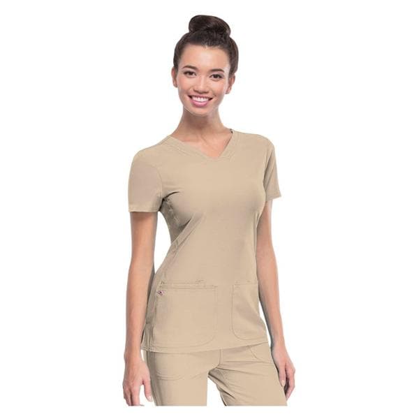 HeartSoul Scrub Shirt V-Neck Short Sleeves 2X Large Khaki Womens Ea