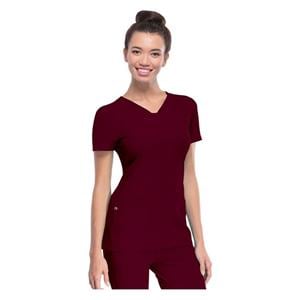 HeartSoul Scrub Shirt V-Neck Medium Wine Womens Ea