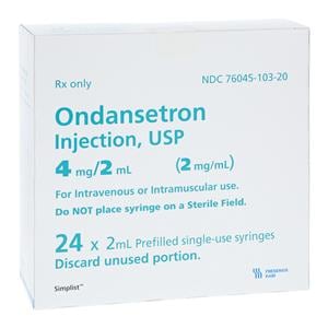 Ondansetron Injection 2mg/mL Simplist Prefilled Syringe 2mL 24/Bx